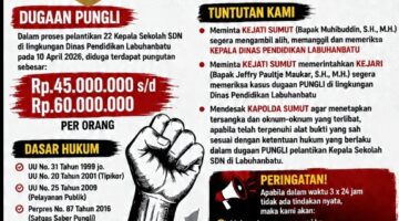 “Dugaan Jual Beli Jabatan Kepsek di Labuhan batu Meledak, Mahasiswa Siap Turun ke Jalan”