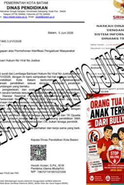 SURAT FIKTIF DINAS PENDIDIKAN MENCATUT NAMA KADISDIK KOTA BATAM